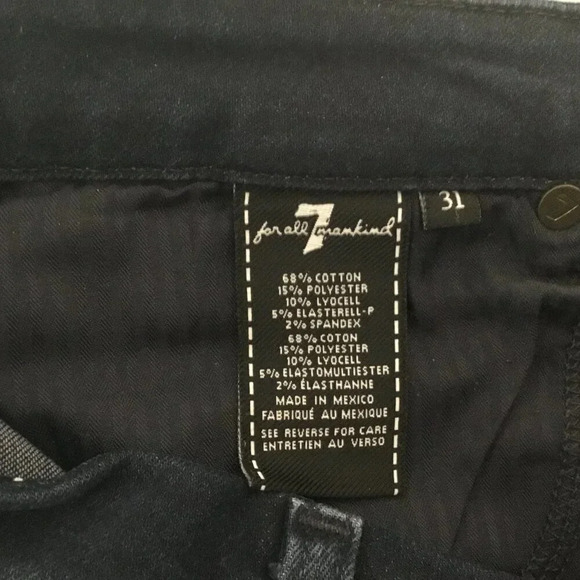 7 for all mankind kimmie straight leg dark blue jeans SZ  31 - Picture 14 of 14